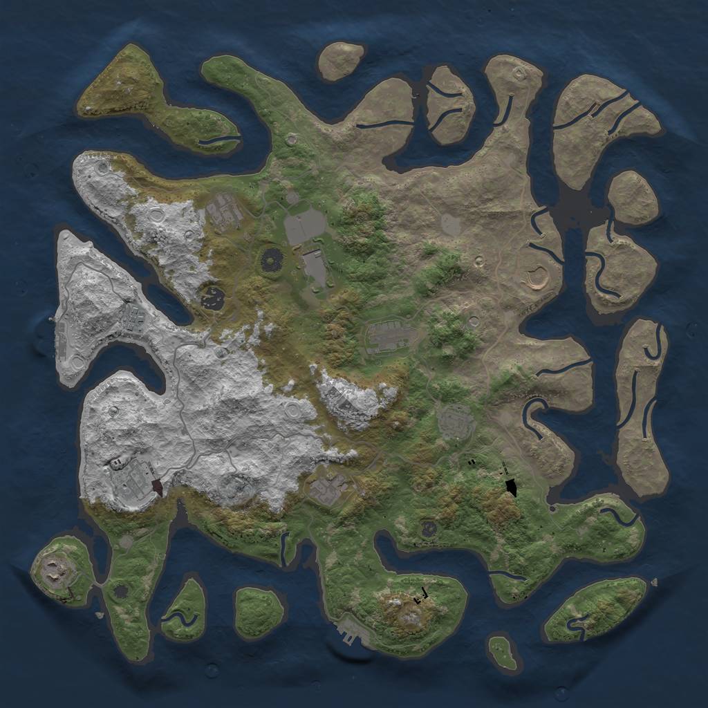 Rust Map: Procedural Map, Size: 4500, Seed: 1585553, 18 Monuments