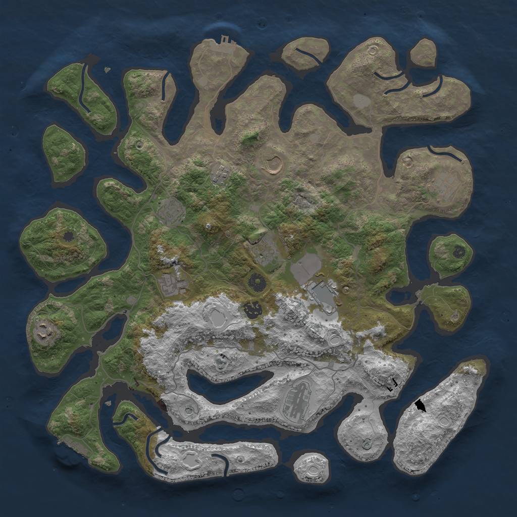 Rust Map: Procedural Map, Size: 4300, Seed: 545775481, 18 Monuments