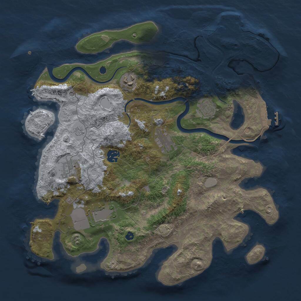 Rust Map: Procedural Map, Size: 3550, Seed: 430066, 12 Monuments