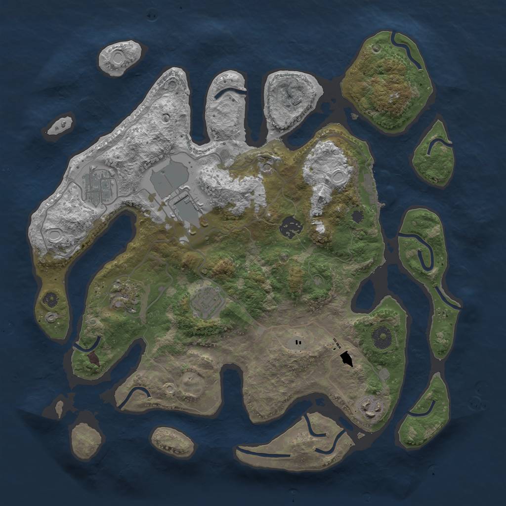 Rust Map: Procedural Map, Size: 3550, Seed: 581936, 13 Monuments