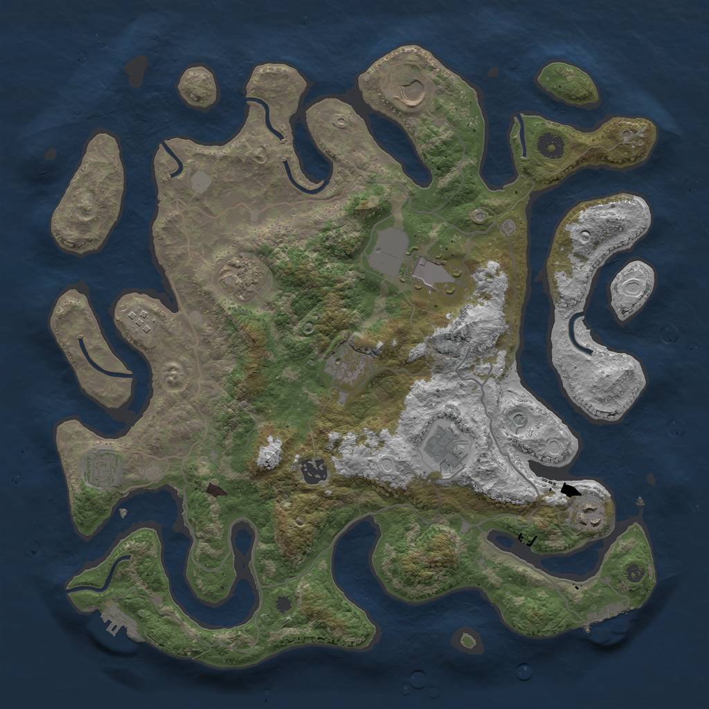 Rust Map: Procedural Map, Size: 4000, Seed: 104423970, 17 Monuments