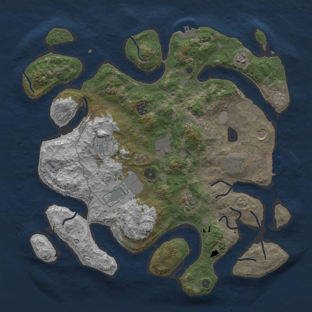 Rust Map: Procedural Map, Size: 4000, Seed: 965965, 17 Monuments