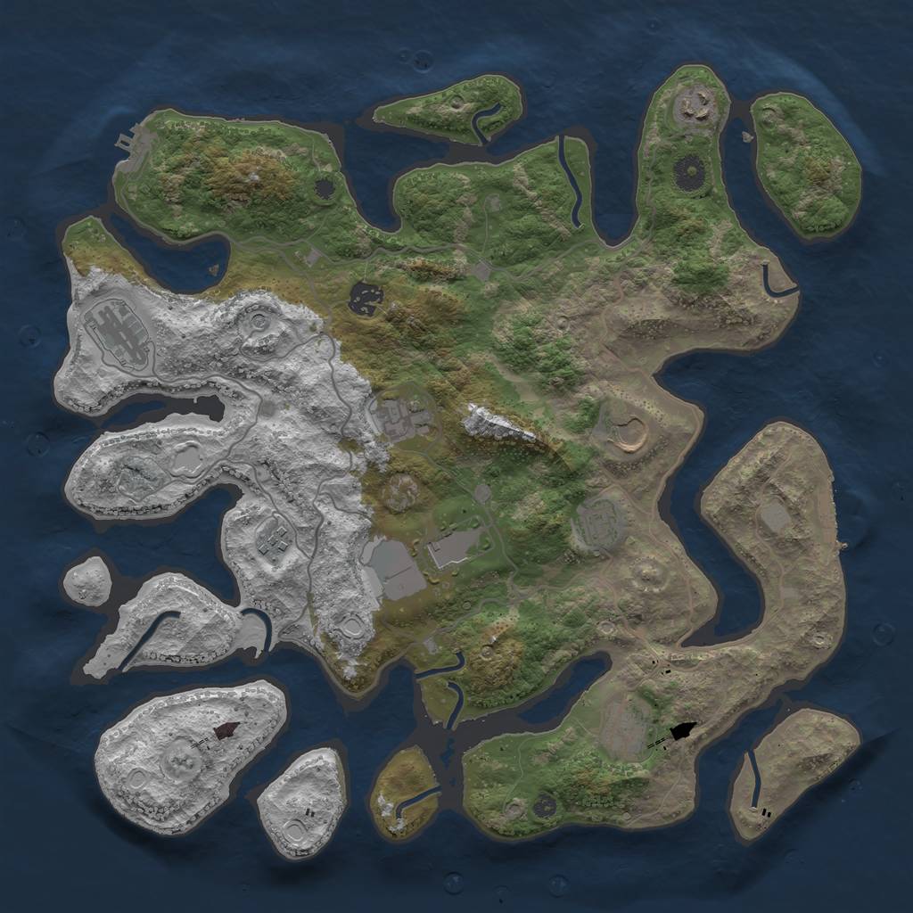 Rust Map: Procedural Map, Size: 4000, Seed: 501423, 17 Monuments