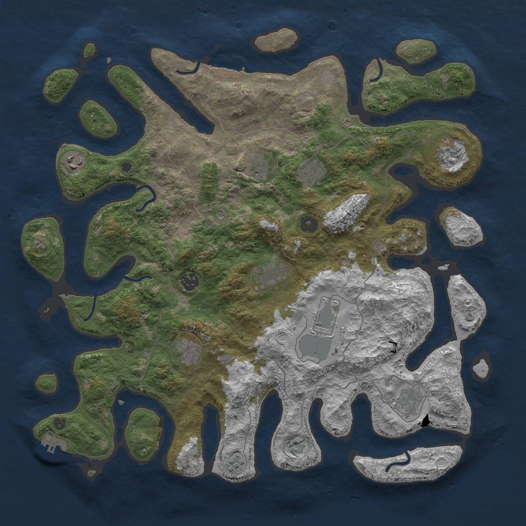 Rust Map: Procedural Map, Size: 4500, Seed: 739451, 18 Monuments