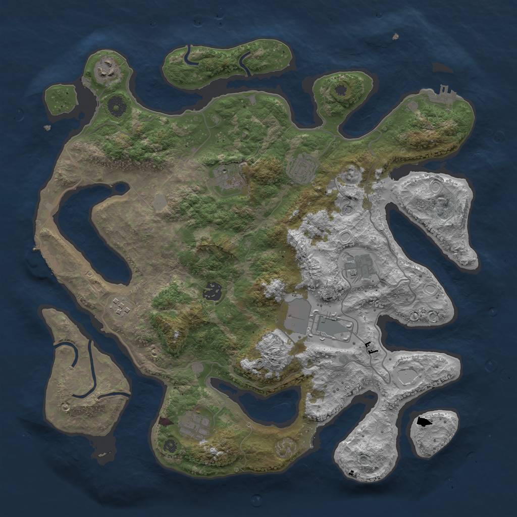 Rust Map: Procedural Map, Size: 4000, Seed: 454281, 16 Monuments