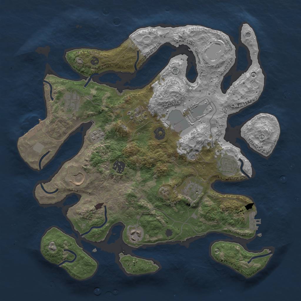 Rust Map: Procedural Map, Size: 3600, Seed: 1692395286, 17 Monuments