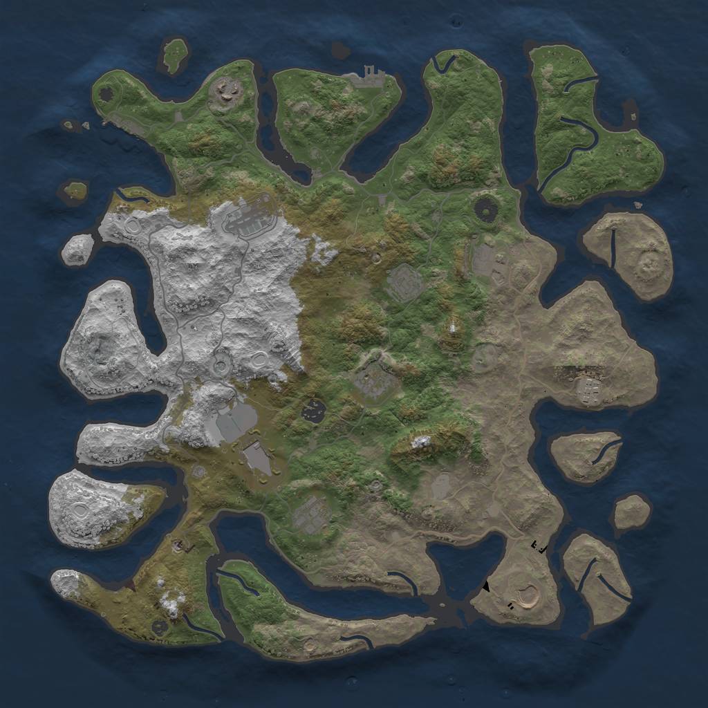 Rust Map: Procedural Map, Size: 4500, Seed: 3026791, 18 Monuments
