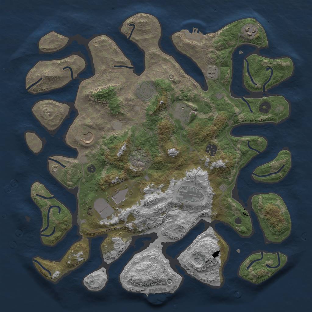 Rust Map: Procedural Map, Size: 4000, Seed: 321040, 16 Monuments