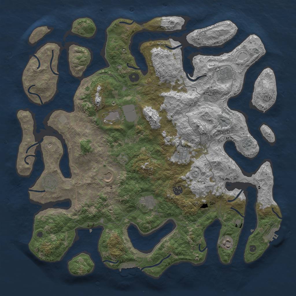 Rust Map: Procedural Map, Size: 4500, Seed: 3889820, 17 Monuments