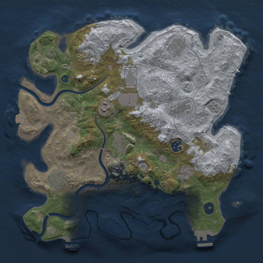 Rust Map: Procedural Map, Size: 3550, Seed: 363586, 16 Monuments