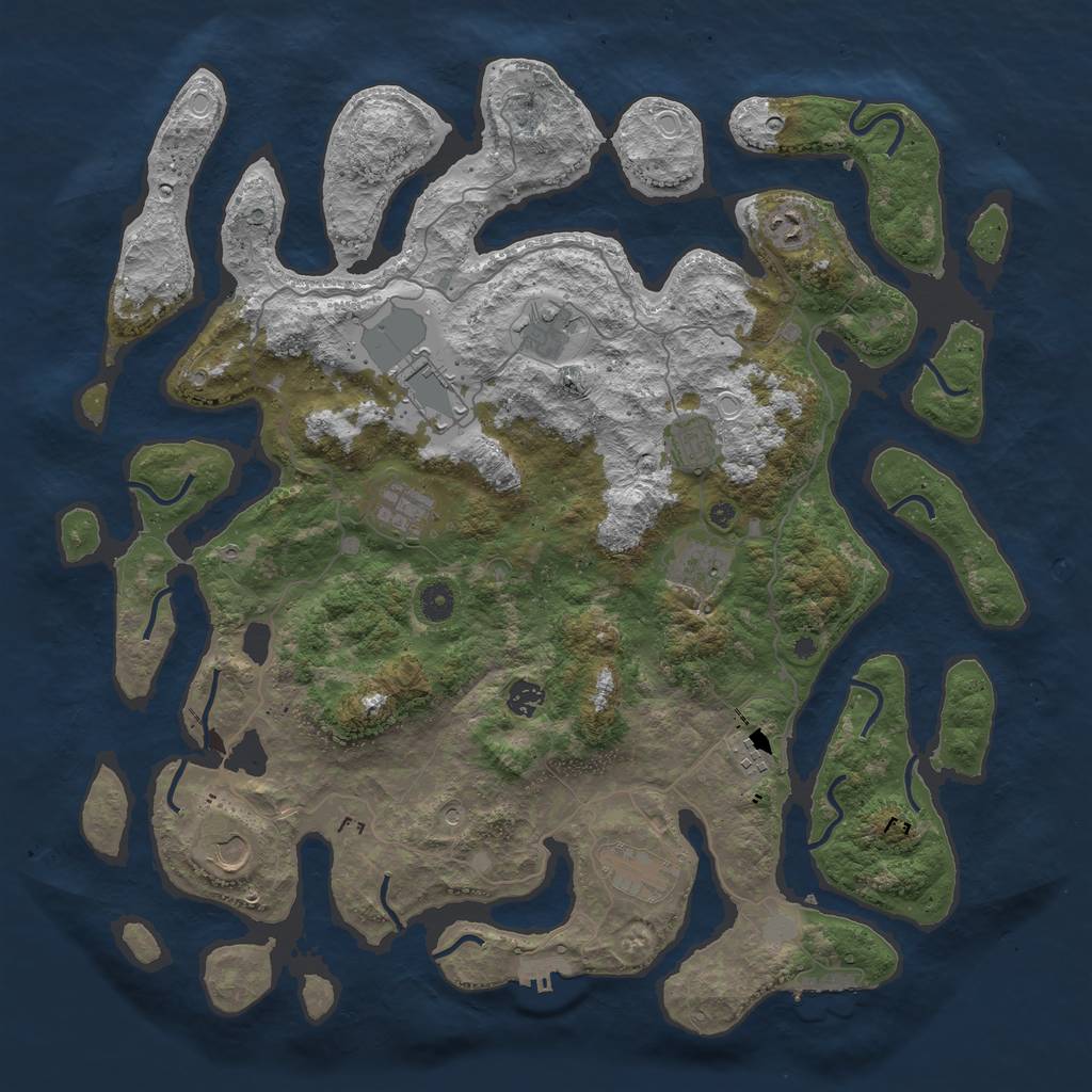 Rust Map: Procedural Map, Size: 4500, Seed: 4732084, 18 Monuments