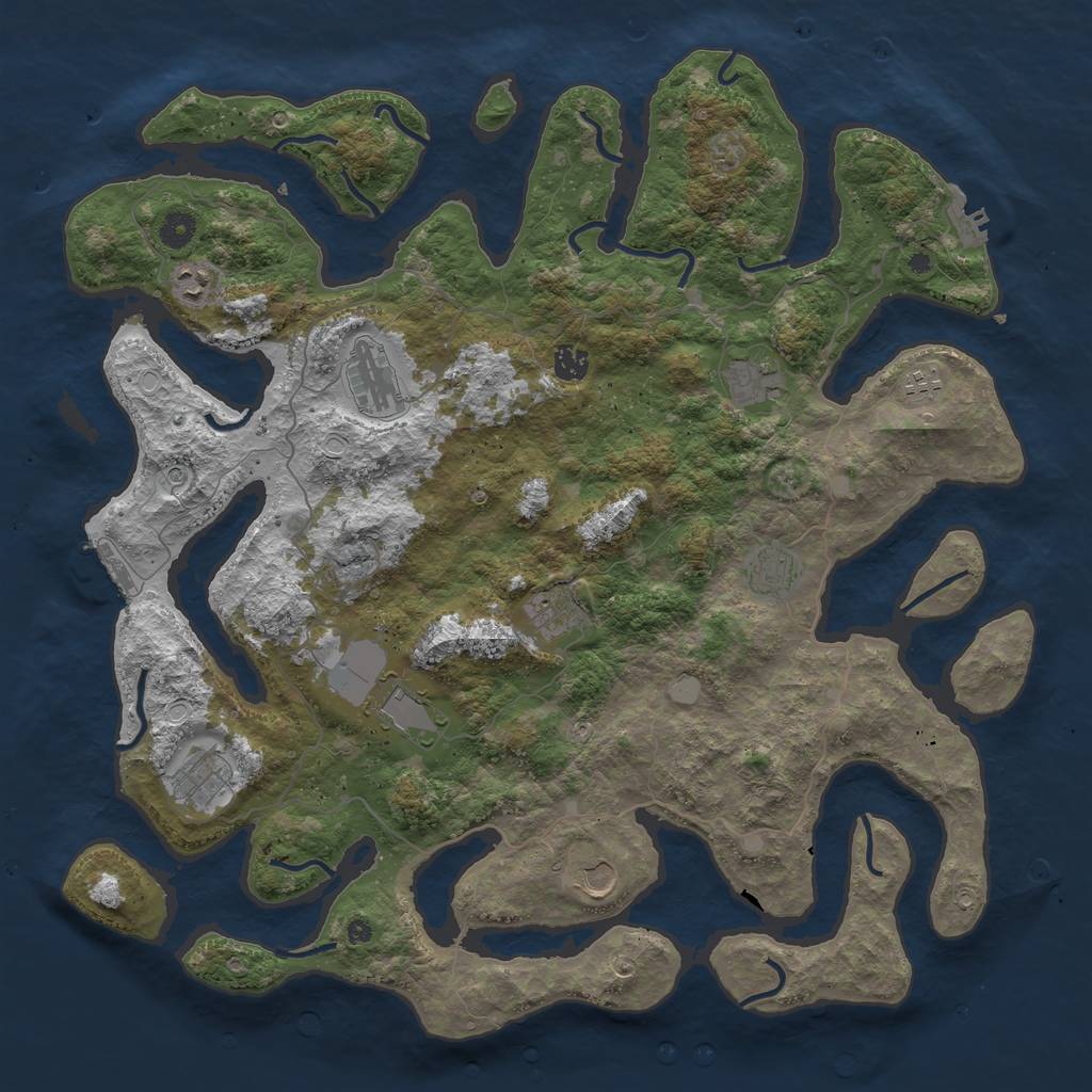 Rust Map: Procedural Map, Size: 4500, Seed: 5222582, 18 Monuments