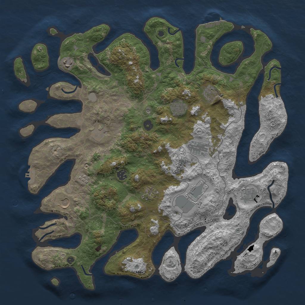 Rust Map: Procedural Map, Size: 4500, Seed: 1180803, 19 Monuments