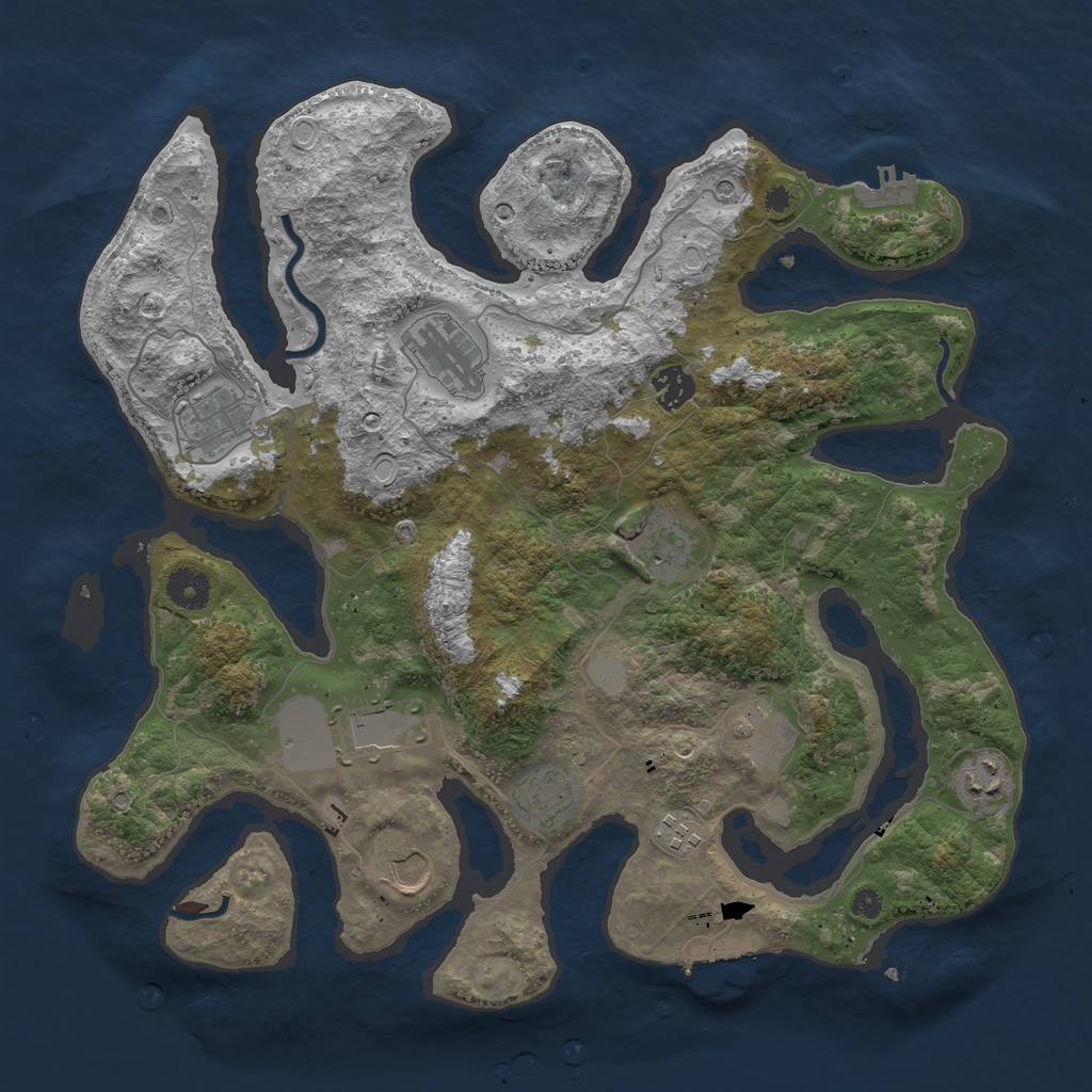 Rust Map: Procedural Map, Size: 3850, Seed: 1110898299, 18 Monuments