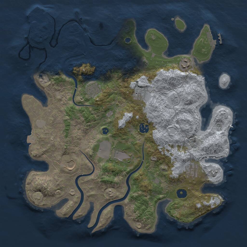 Rust Map: Procedural Map, Size: 3750, Seed: 420, 14 Monuments