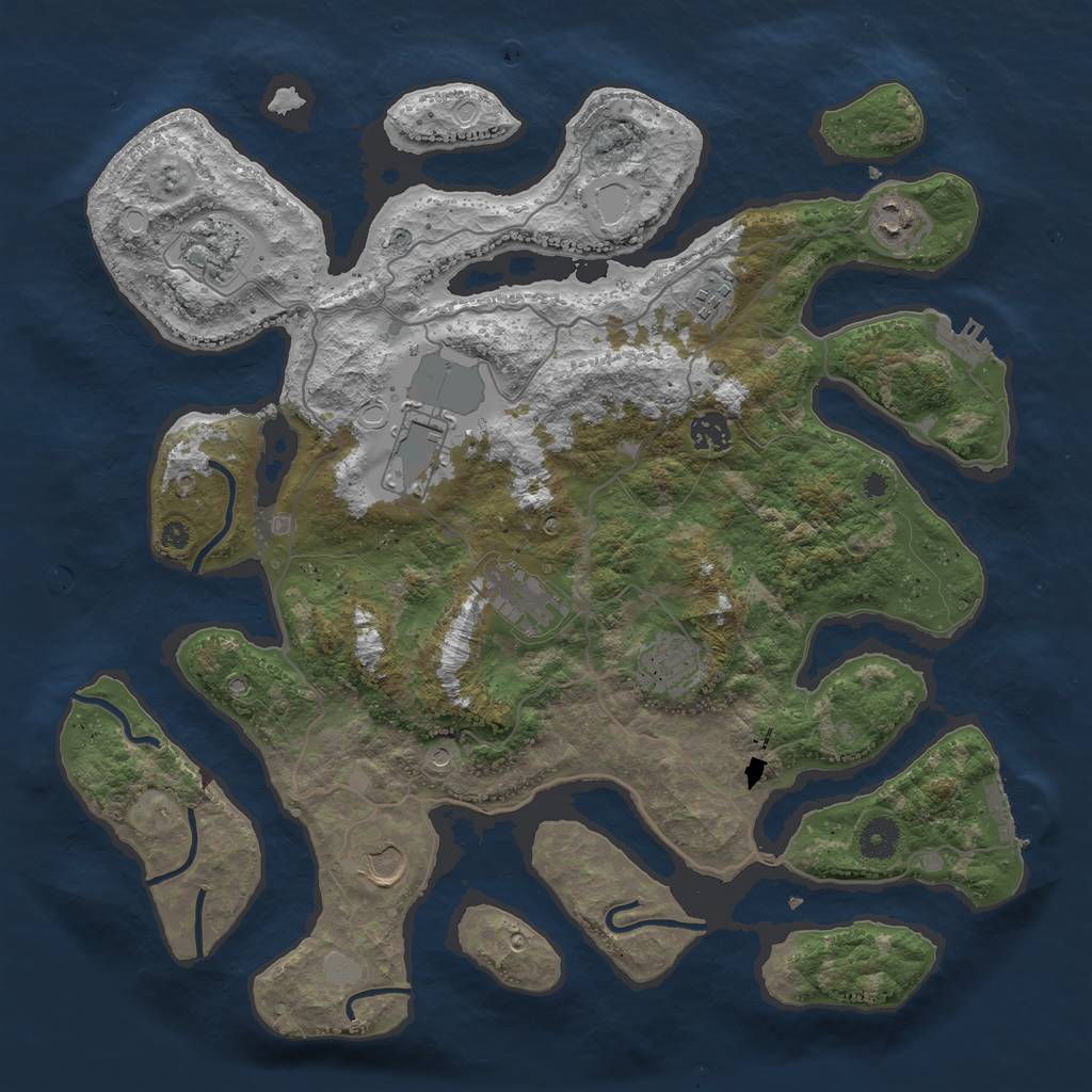 Rust Map: Procedural Map, Size: 4000, Seed: 8786, 16 Monuments