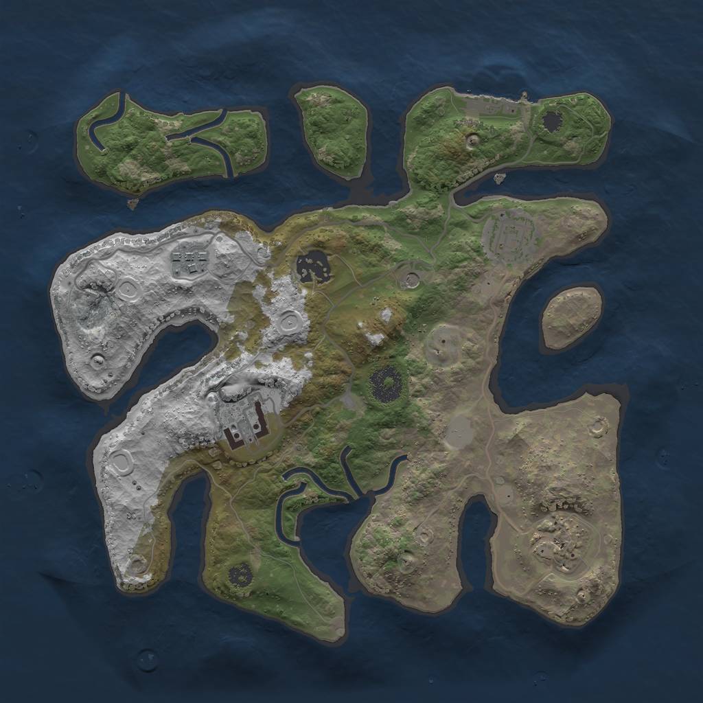 Rust Map: Procedural Map, Size: 3000, Seed: 444444, 12 Monuments