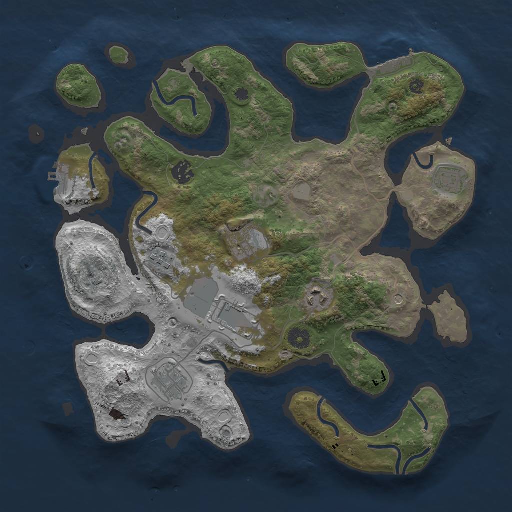 Rust Map: Procedural Map, Size: 3500, Seed: 54321, 15 Monuments