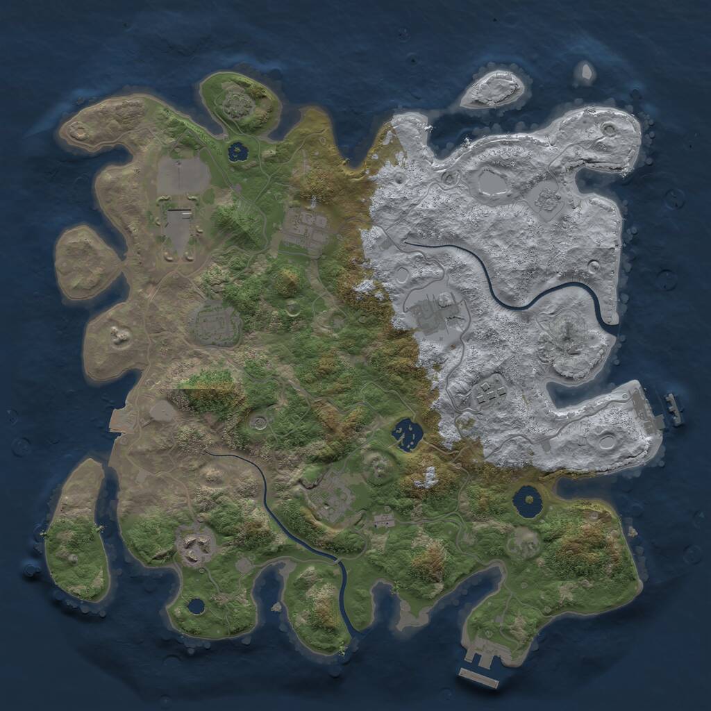 Rust Map: Procedural Map, Size: 3550, Seed: 333339, 14 Monuments