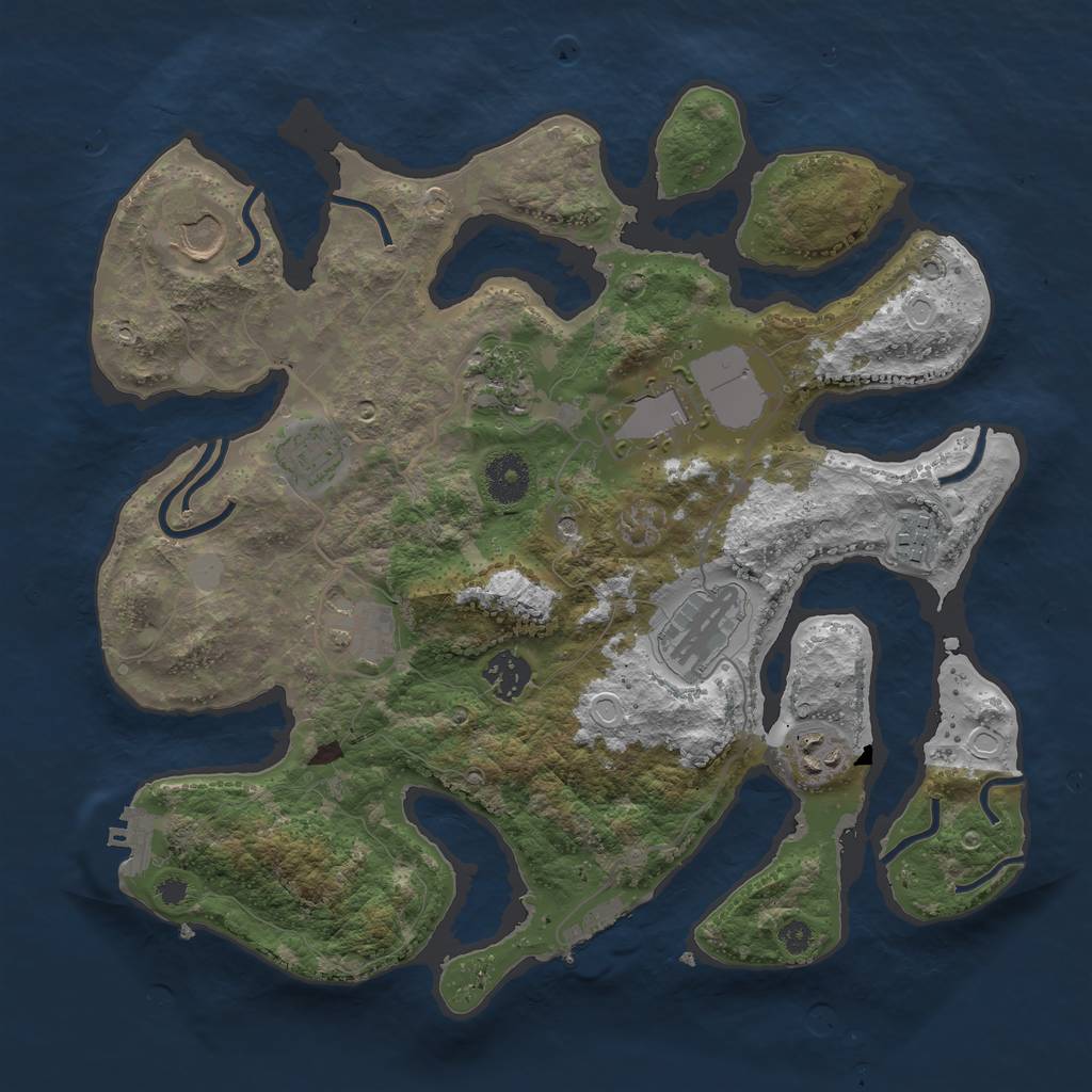 Rust Map: Procedural Map, Size: 3500, Seed: 99766955, 17 Monuments