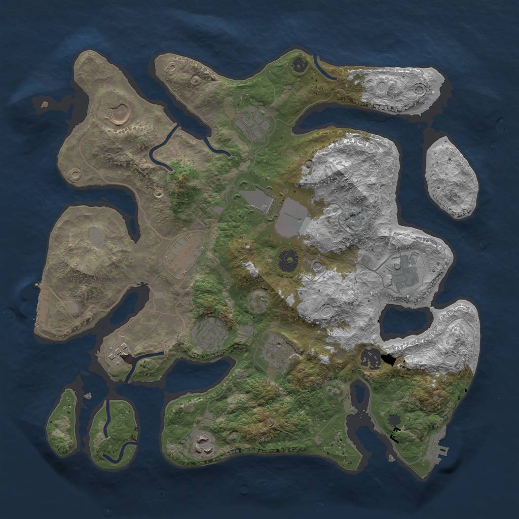 Rust Map: Procedural Map, Size: 3600, Seed: 304882911, 18 Monuments