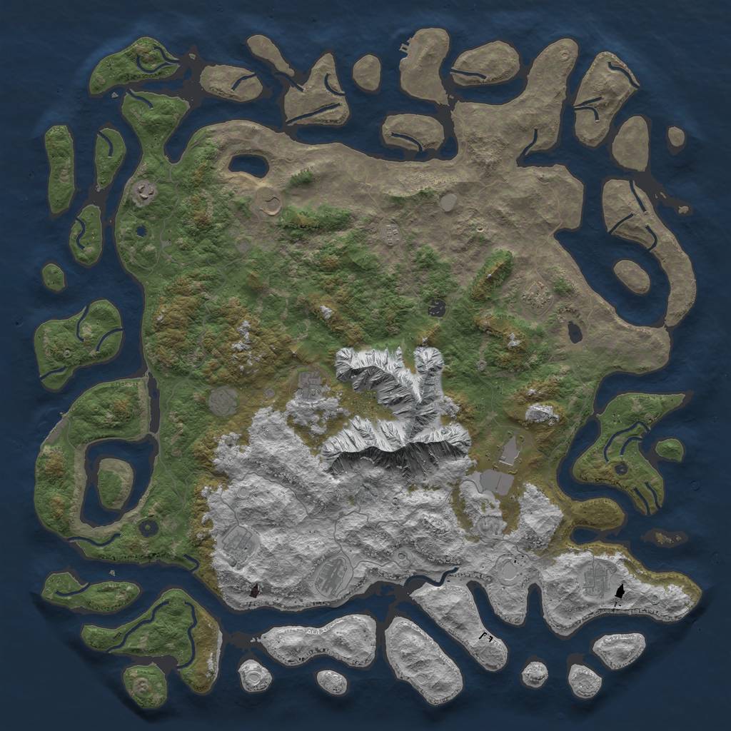 Rust Map: Procedural Map, Size: 6000, Seed: 1185150340, 19 Monuments