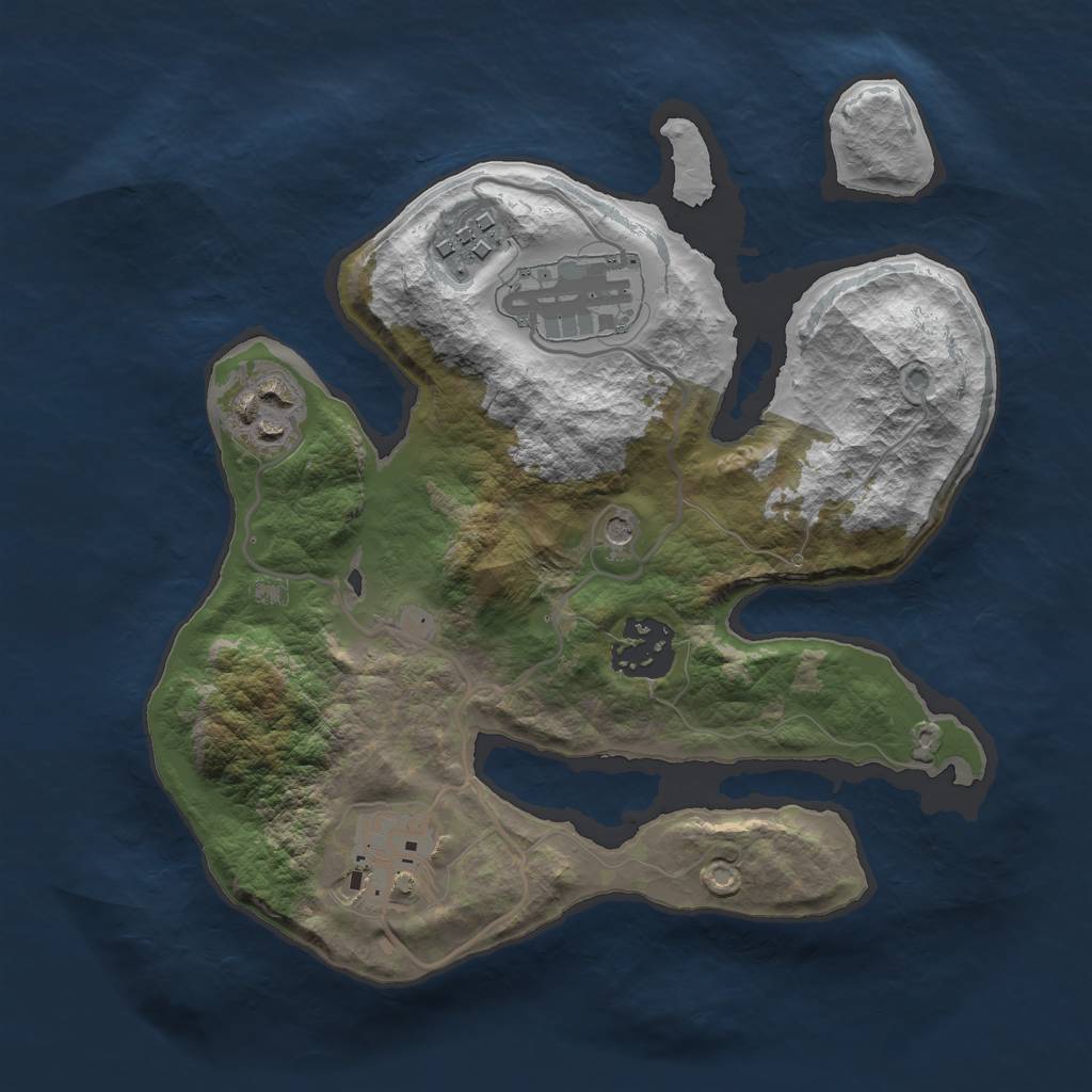 Rust Map: Barren, Size: 2551, Seed: 4527, 8 Monuments