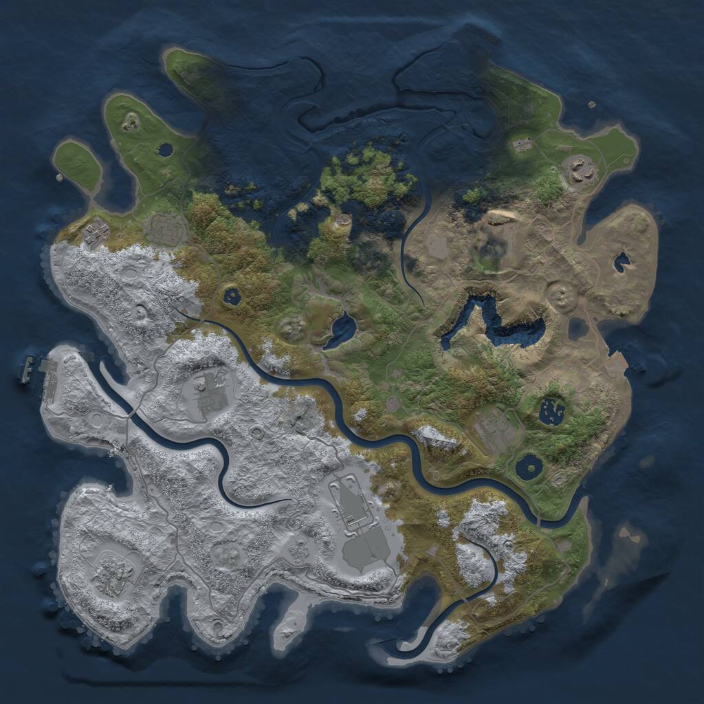 Rust Map: Procedural Map, Size: 4050, Seed: 2007077518, 15 Monuments