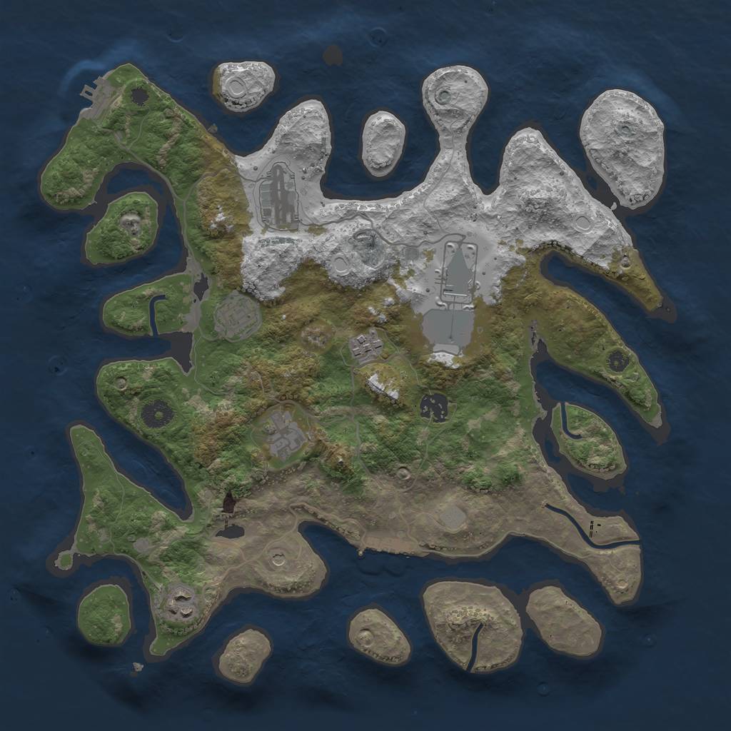 Rust Map: Procedural Map, Size: 3700, Seed: 1309777, 15 Monuments
