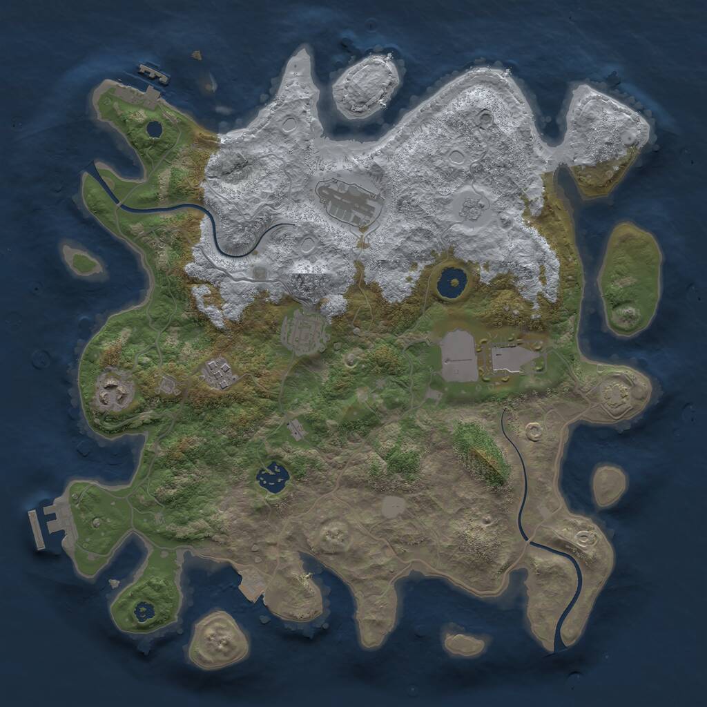 Rust Map: Procedural Map, Size: 3550, Seed: 375216, 11 Monuments