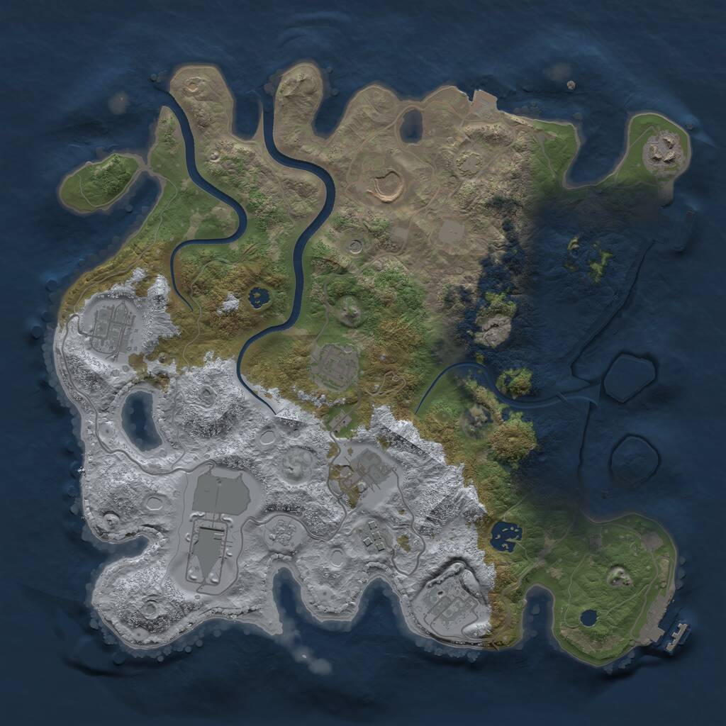 Rust Map: Procedural Map, Size: 3500, Seed: 725333745, 15 Monuments