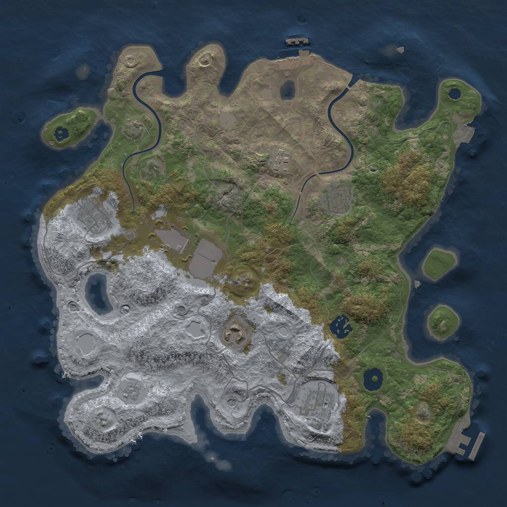 Rust Map: Procedural Map, Size: 3500, Seed: 725333745, 13 Monuments
