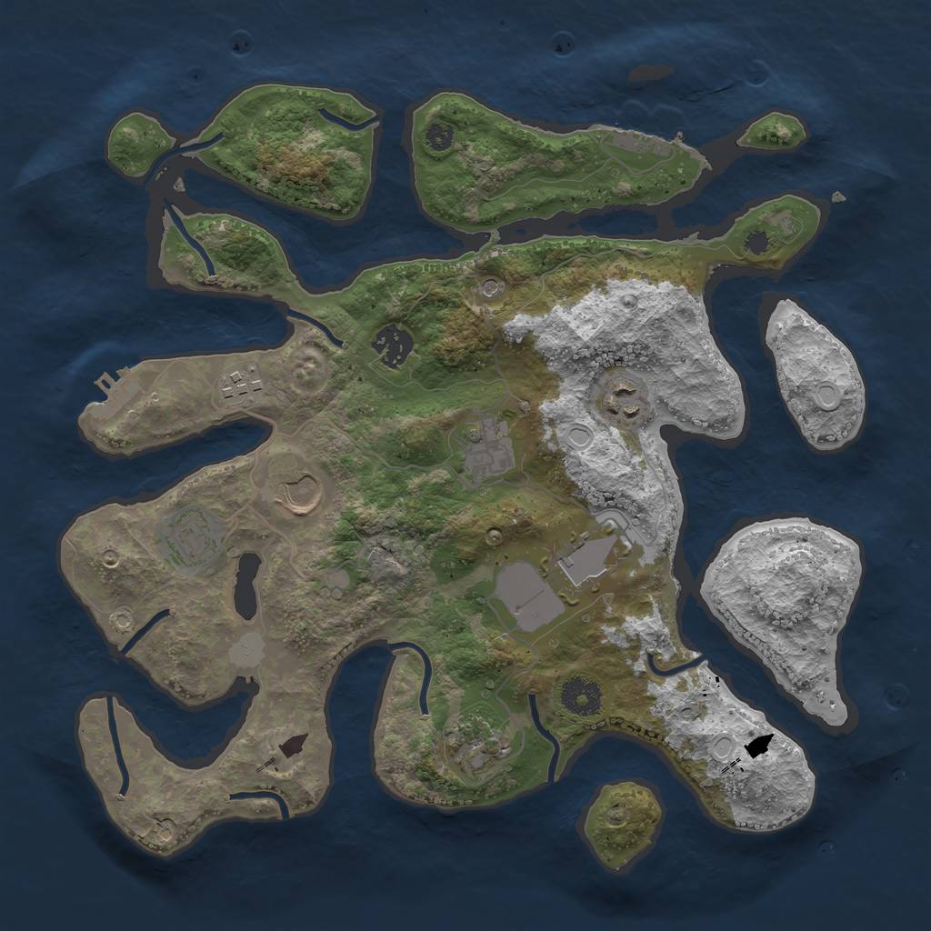 Rust Map: Procedural Map, Size: 3500, Seed: 78436872, 16 Monuments