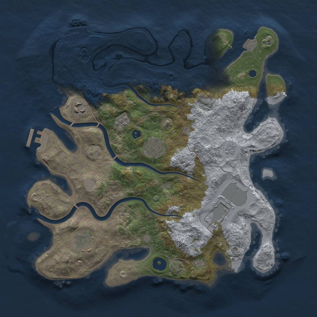 Rust Map: Procedural Map, Size: 3500, Seed: 1634465965, 10 Monuments