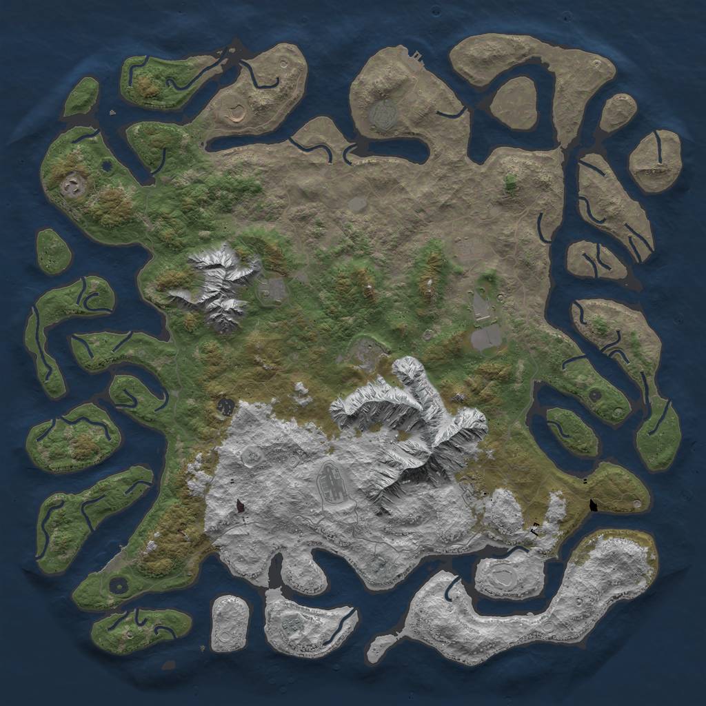 Rust Map: Procedural Map, Size: 6000, Seed: 63592268, 19 Monuments