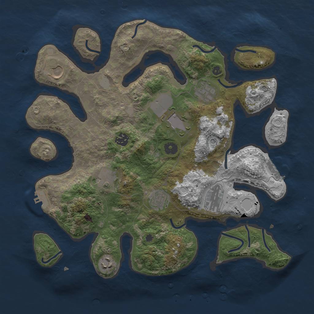 Rust Map: Procedural Map, Size: 3600, Seed: 1459706952, 16 Monuments