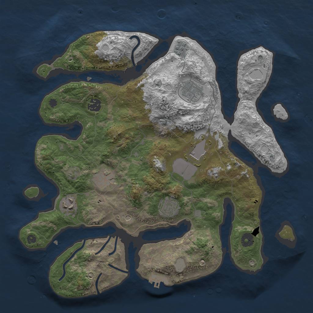 Rust Map: Procedural Map, Size: 3500, Seed: 593837214, 14 Monuments
