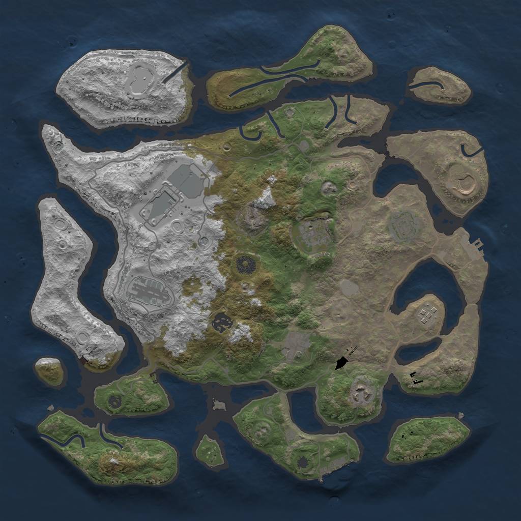 Rust Map: Procedural Map, Size: 4000, Seed: 101976292, 17 Monuments