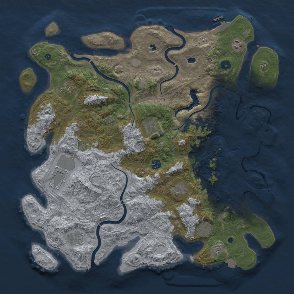 Rust Map: Procedural Map, Size: 4500, Seed: 843755, 15 Monuments
