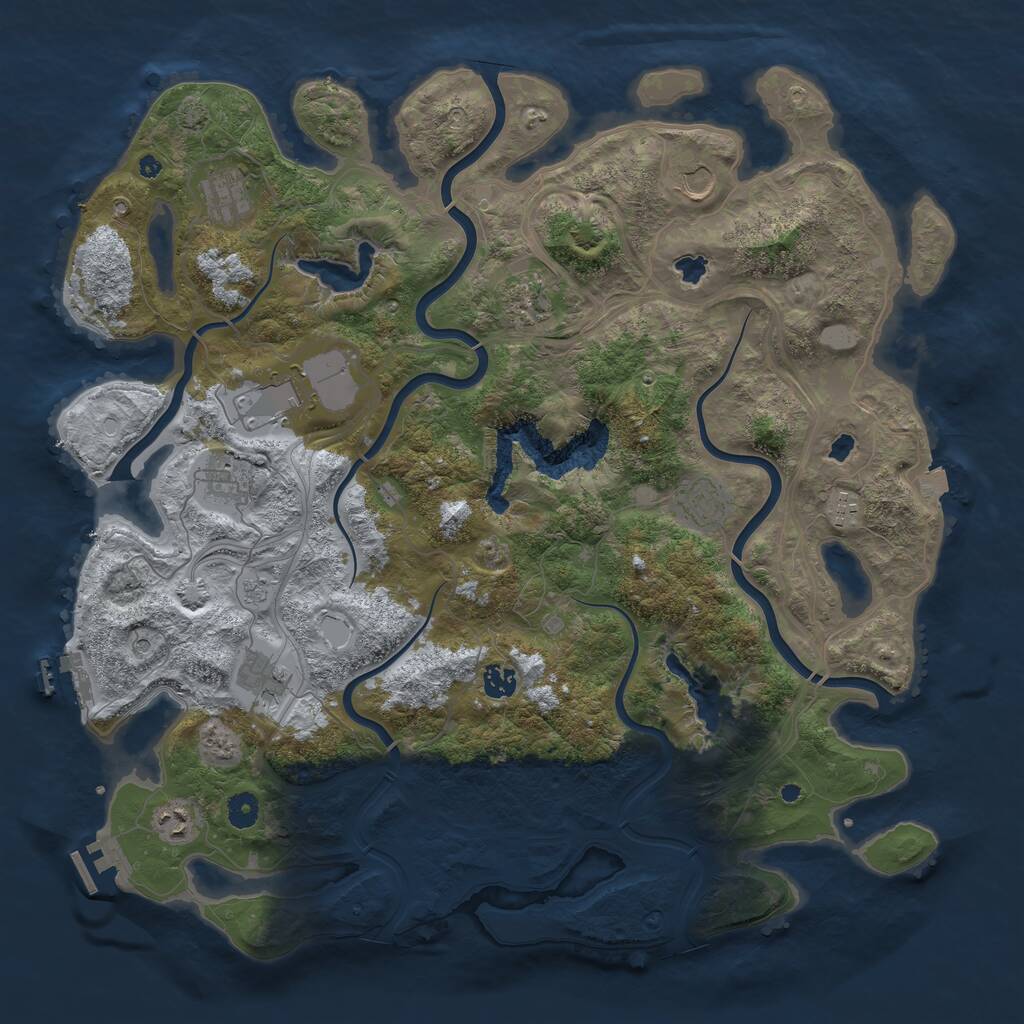 Rust Map: Procedural Map, Size: 4500, Seed: 2624853, 16 Monuments
