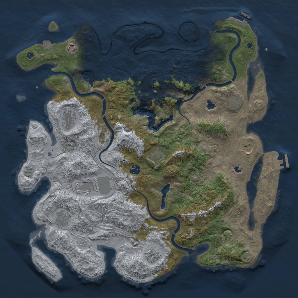 Rust Map: Procedural Map, Size: 4500, Seed: 6376625, 16 Monuments