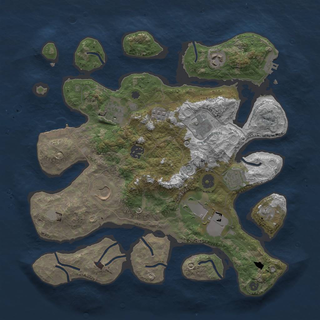 Rust Map: Procedural Map, Size: 3550, Seed: 564844, 16 Monuments