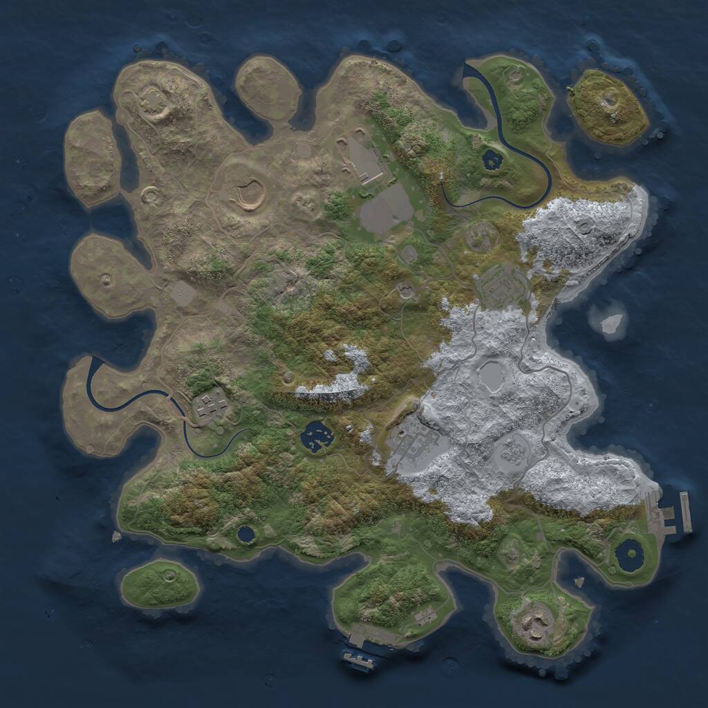 Rust Map: Procedural Map, Size: 3500, Seed: 392, 13 Monuments