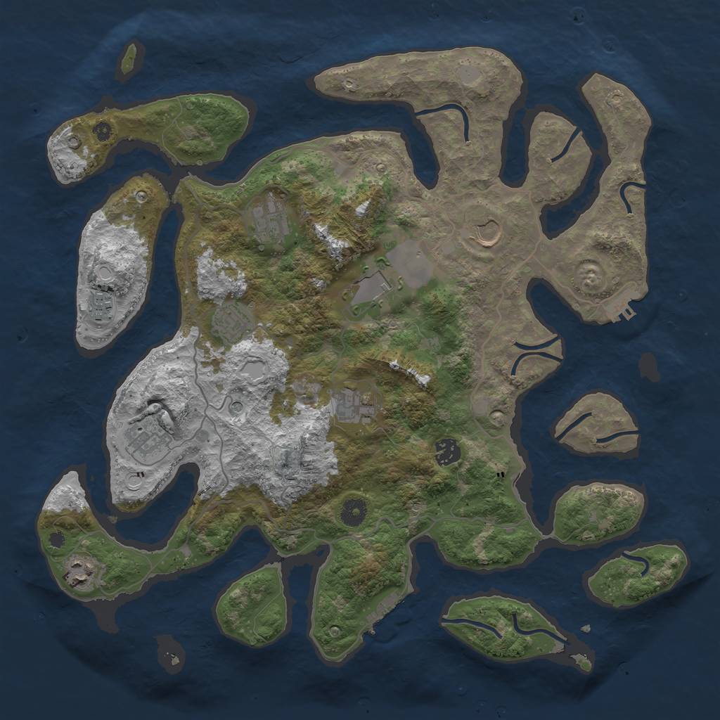 Rust Map: Procedural Map, Size: 4000, Seed: 370775, 17 Monuments