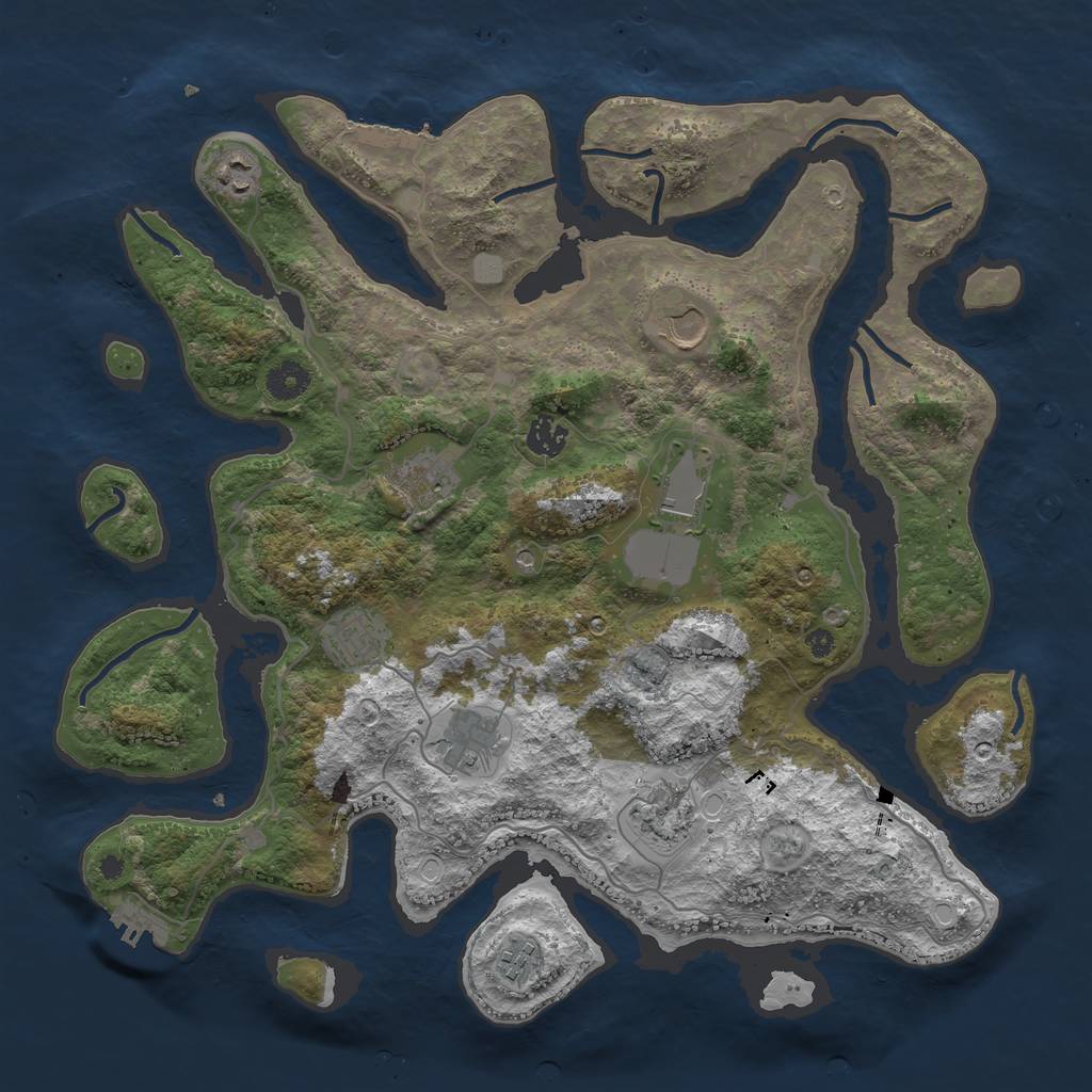 Rust Map: Procedural Map, Size: 4000, Seed: 371180477, 17 Monuments
