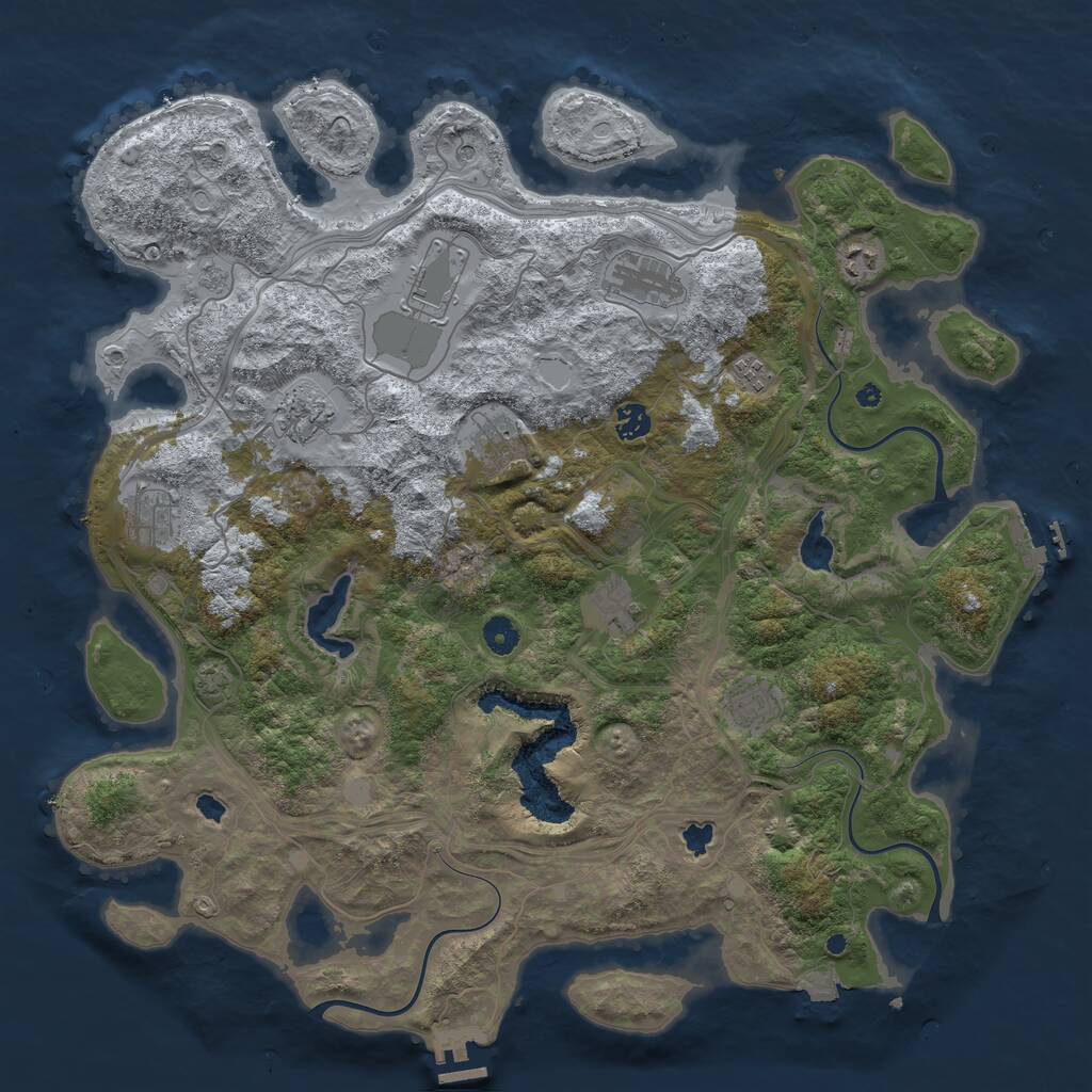 Rust Map: Procedural Map, Size: 4500, Seed: 4363005, 16 Monuments