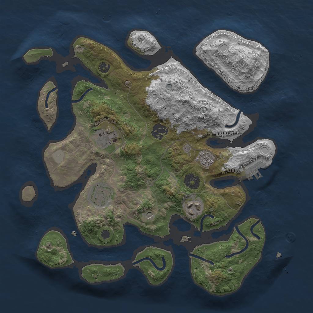Rust Map: Procedural Map, Size: 3000, Seed: 625860849, 12 Monuments