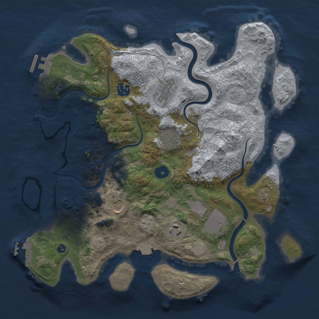 Rust Map: Procedural Map, Size: 3550, Seed: 497666, 13 Monuments