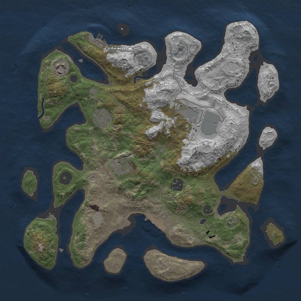 Rust Map: Procedural Map, Size: 3550, Seed: 497666, 14 Monuments
