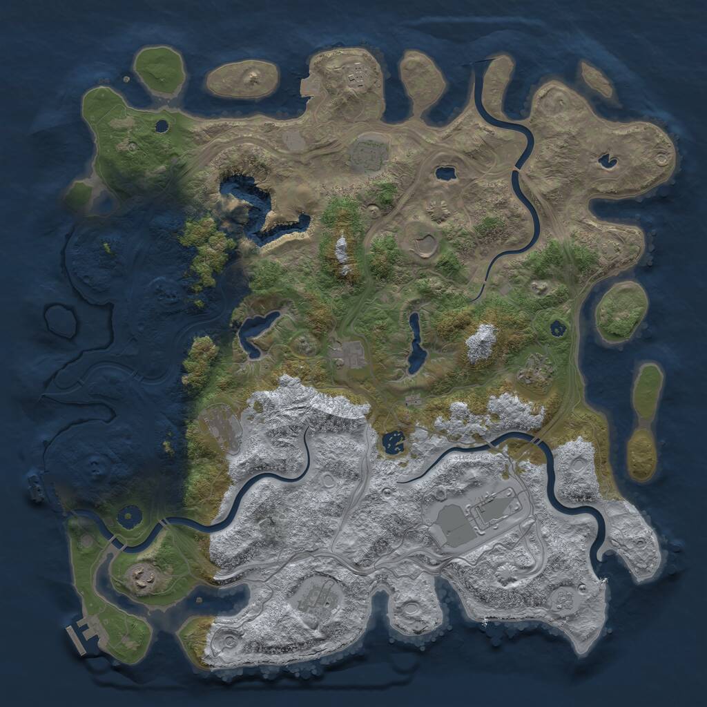 Rust Map: Procedural Map, Size: 4500, Seed: 3212289, 16 Monuments